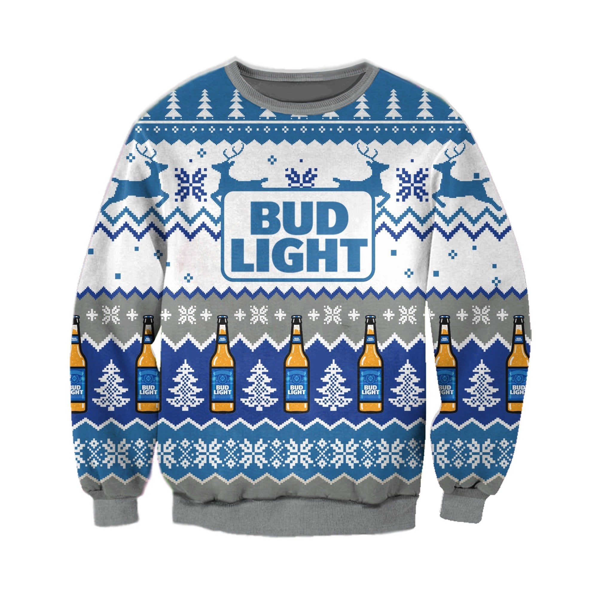 Bud Light Knitting Pattern 3D Print Ugly Sweater Hoodie All Over Printed