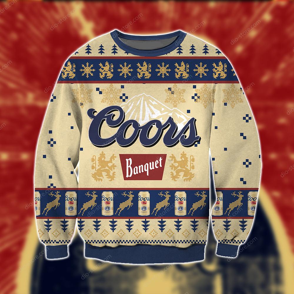 Coors Banquet Beer Knitting Pattern 3D Print Ugly Sweater Hoodie All Over Printed