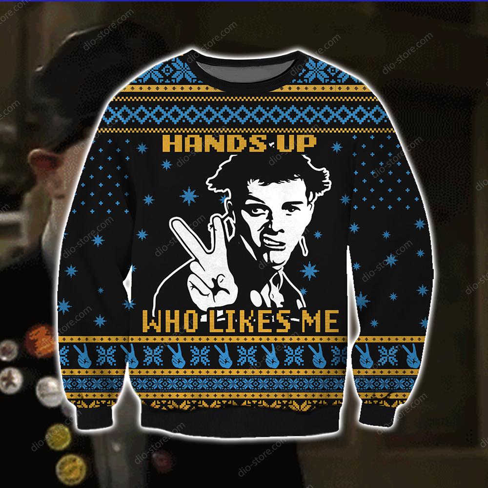 Hands Up Who Like Me Knitting Pattern 3D Print Ugly Sweater Hoodie All Over Printed