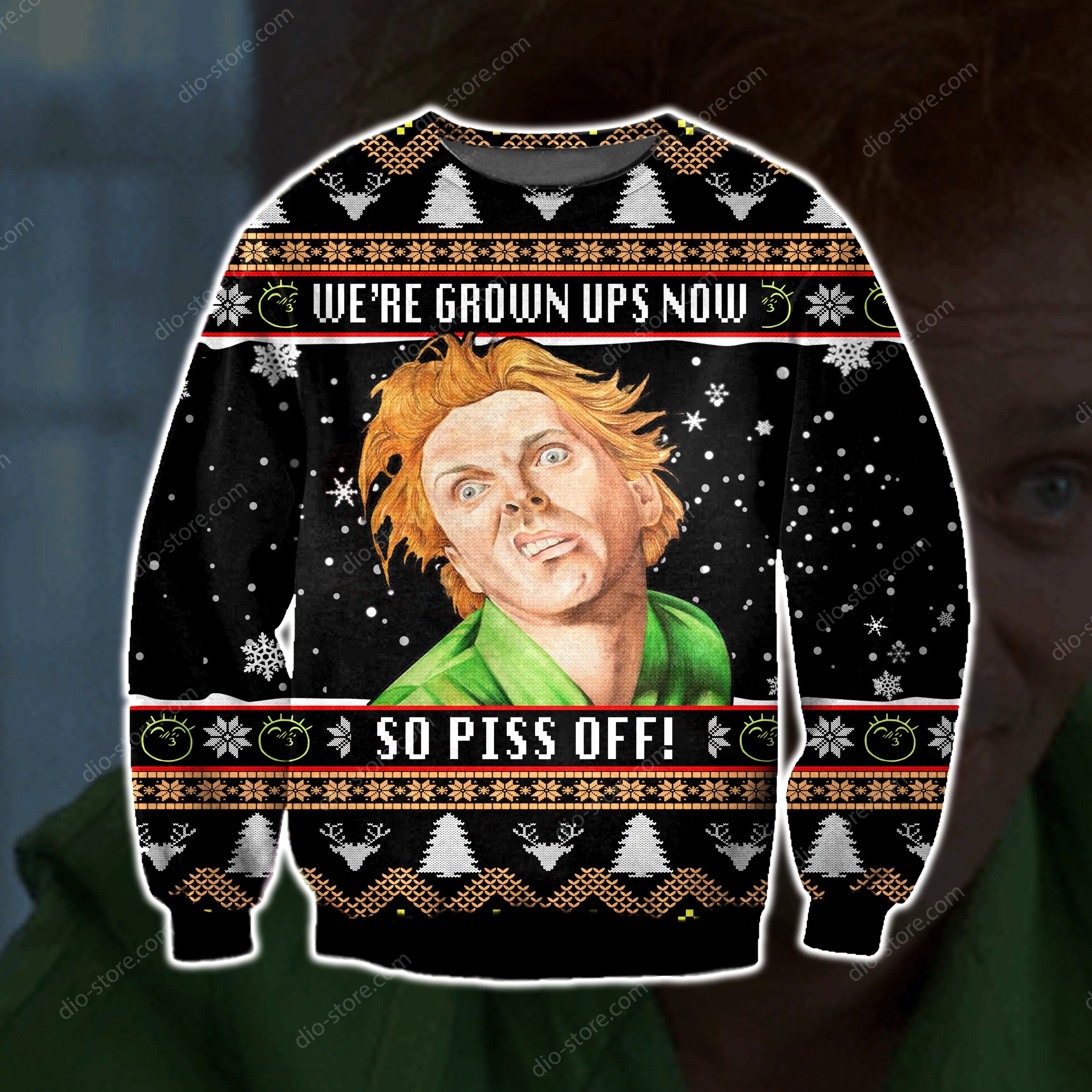 Were Grown Up Now So Piss Off Knitting Pattern 3D Print Ugly Sweater Hoodie All Over Printed