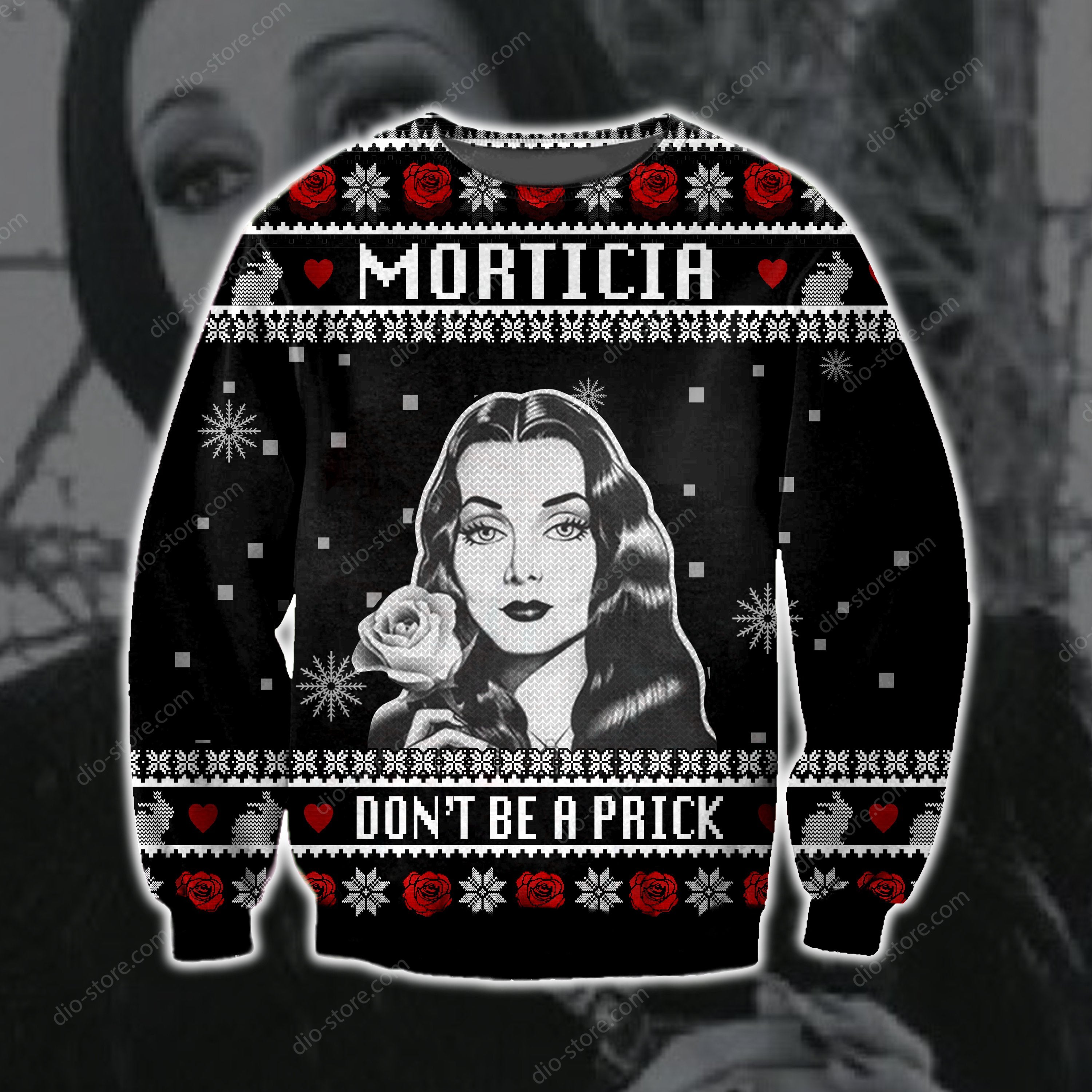 Morticia Dont Be A Prick Knitting Pattern 3D Print Ugly Sweater Hoodie All Over Printed