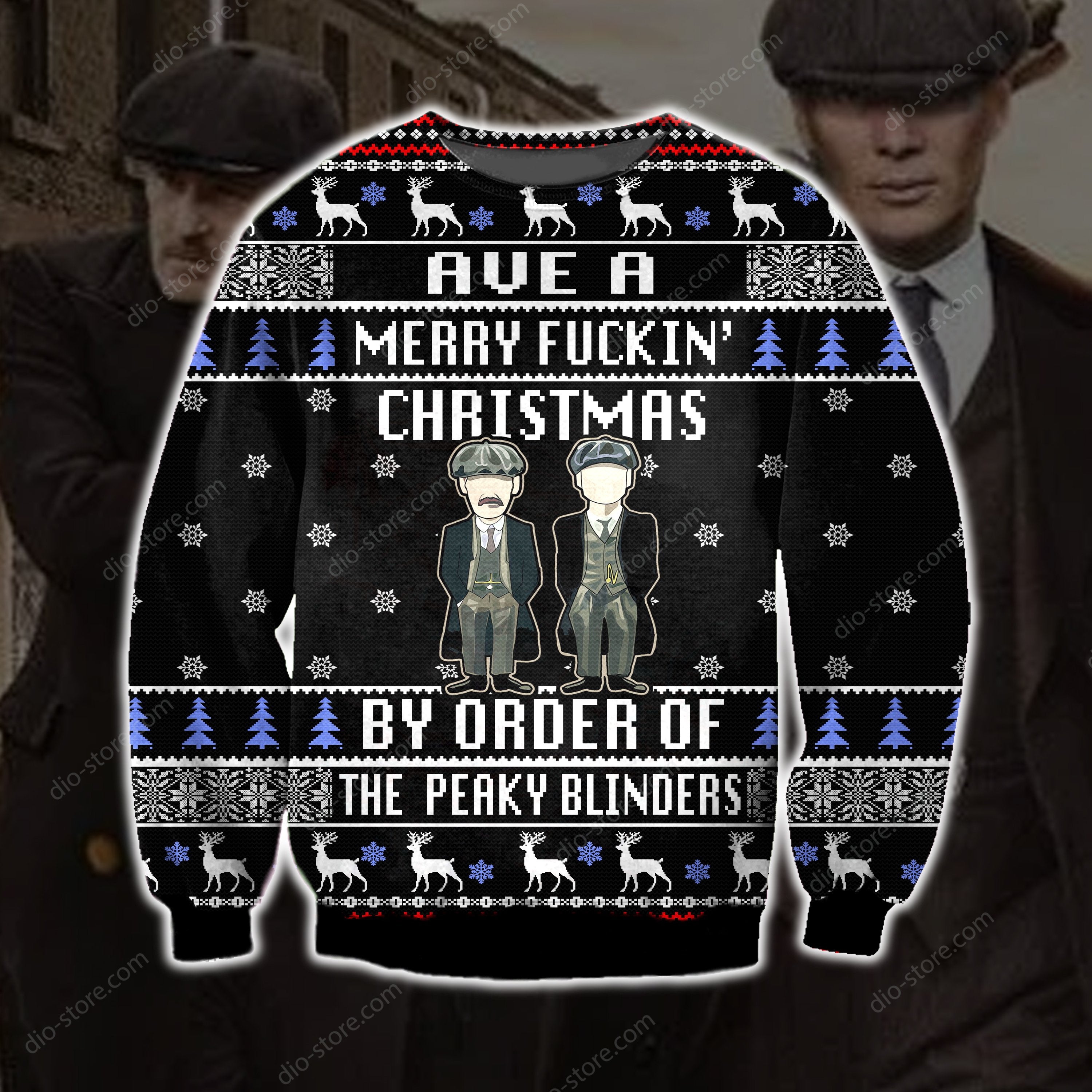 Funny Peaky Blinders Knitting Pattern 3D Print Ugly Sweater Hoodie All Over Printed