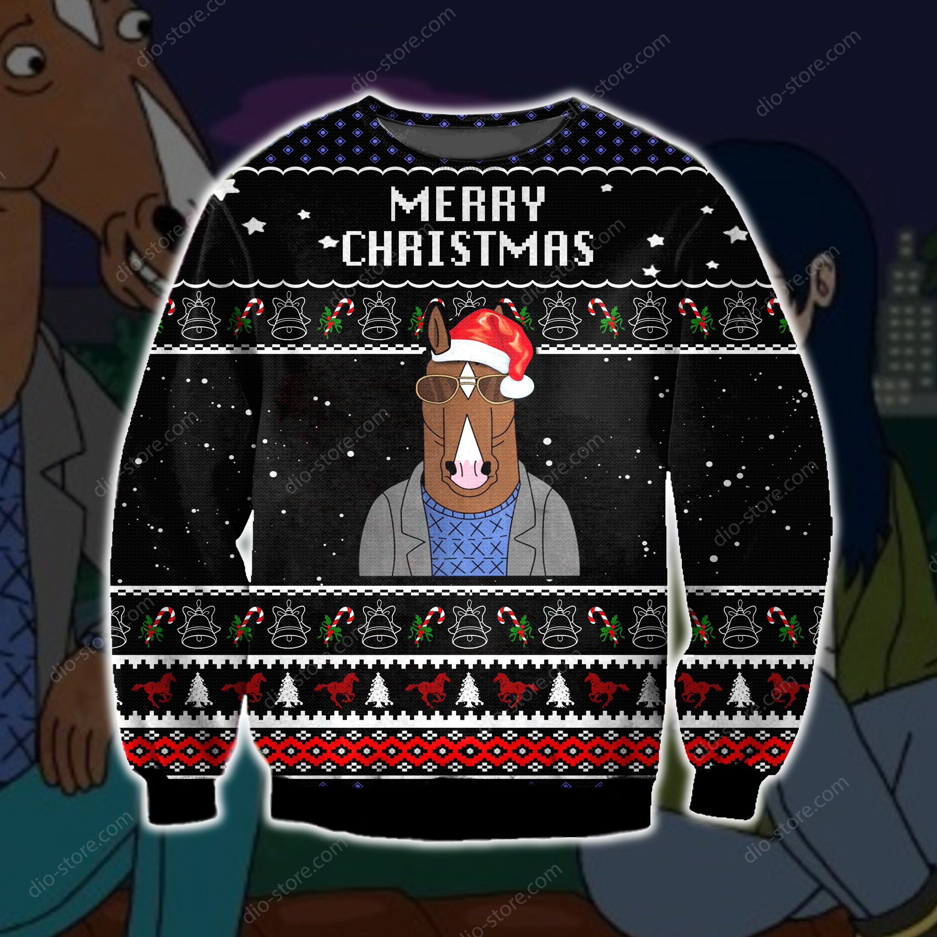 Bojack Horseman Knitting Pattern 3D Print Ugly Sweater Hoodie All Over Printed