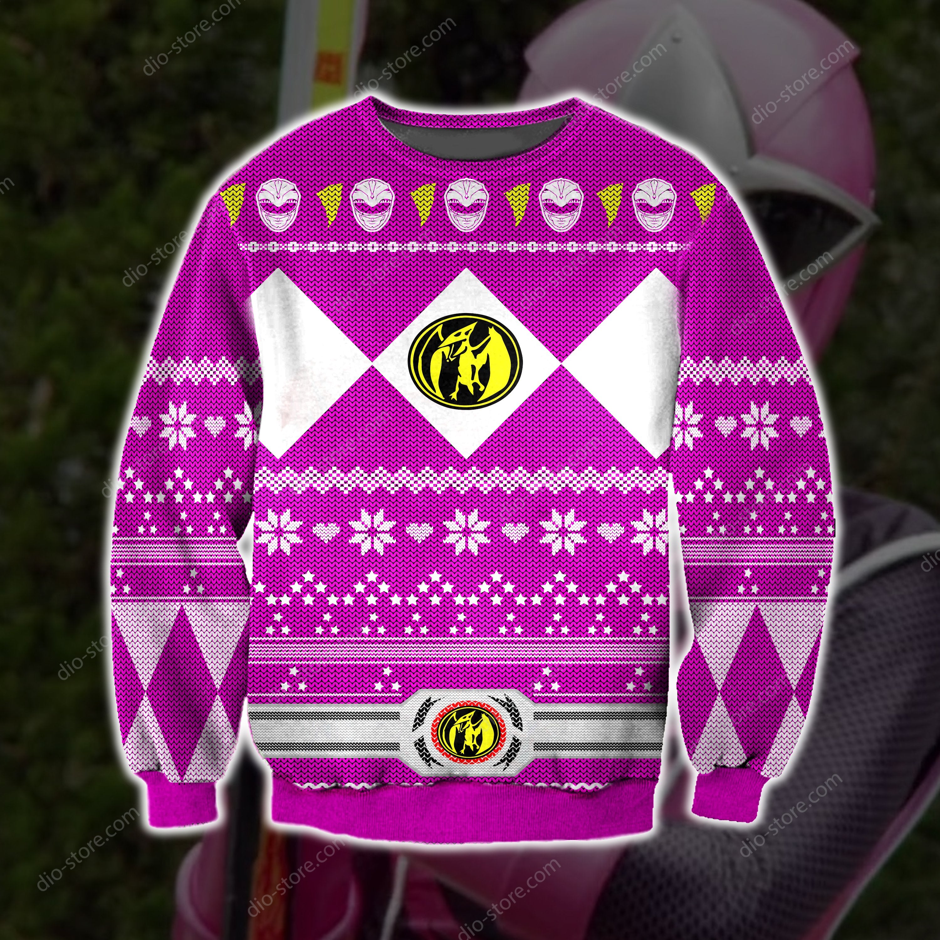 Power Rangers Knitting Pattern 3D Print Ugly Sweater Hoodie All Over Printed