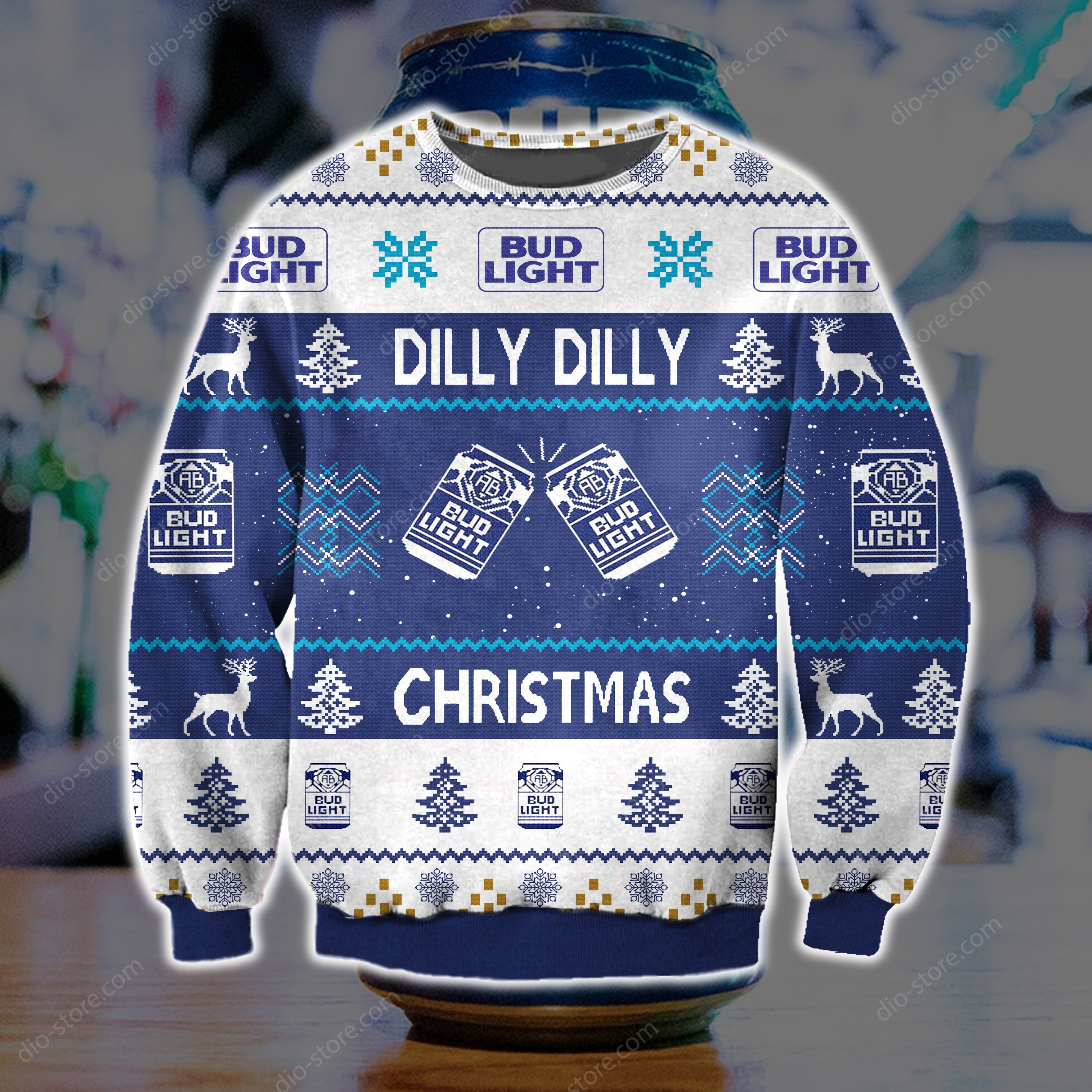 Dilly Dilly Bud Light Knitting Pattern 3D Print Ugly Sweater Hoodie All Over Printed