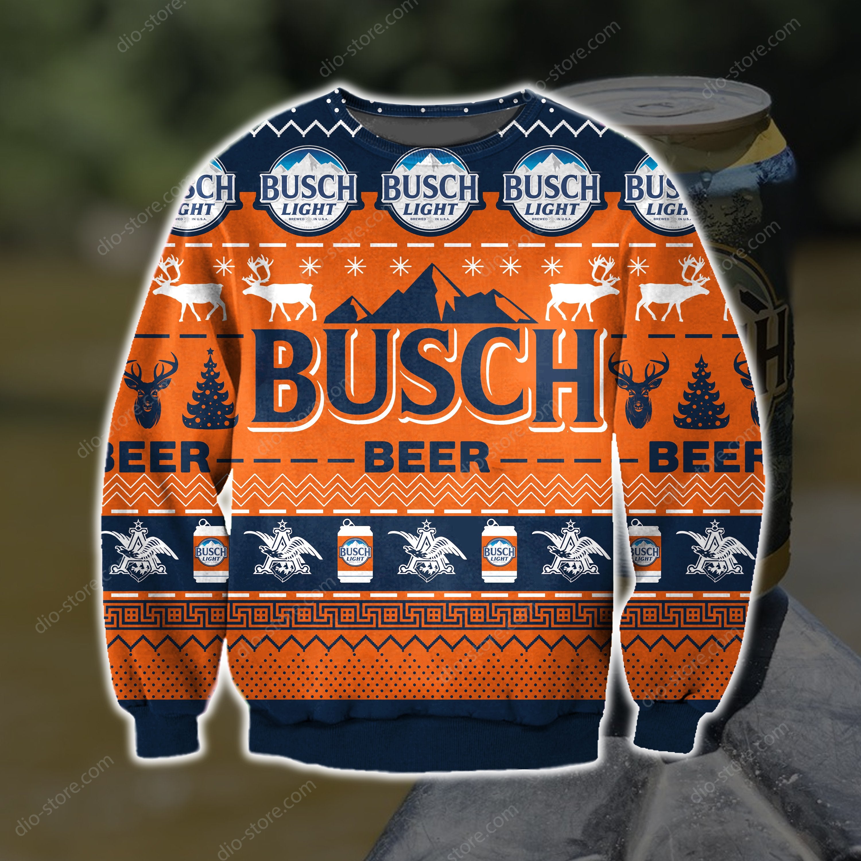 Busch Beer Knitting Pattern 3D Print Ugly Sweater Hoodie All Over Printed