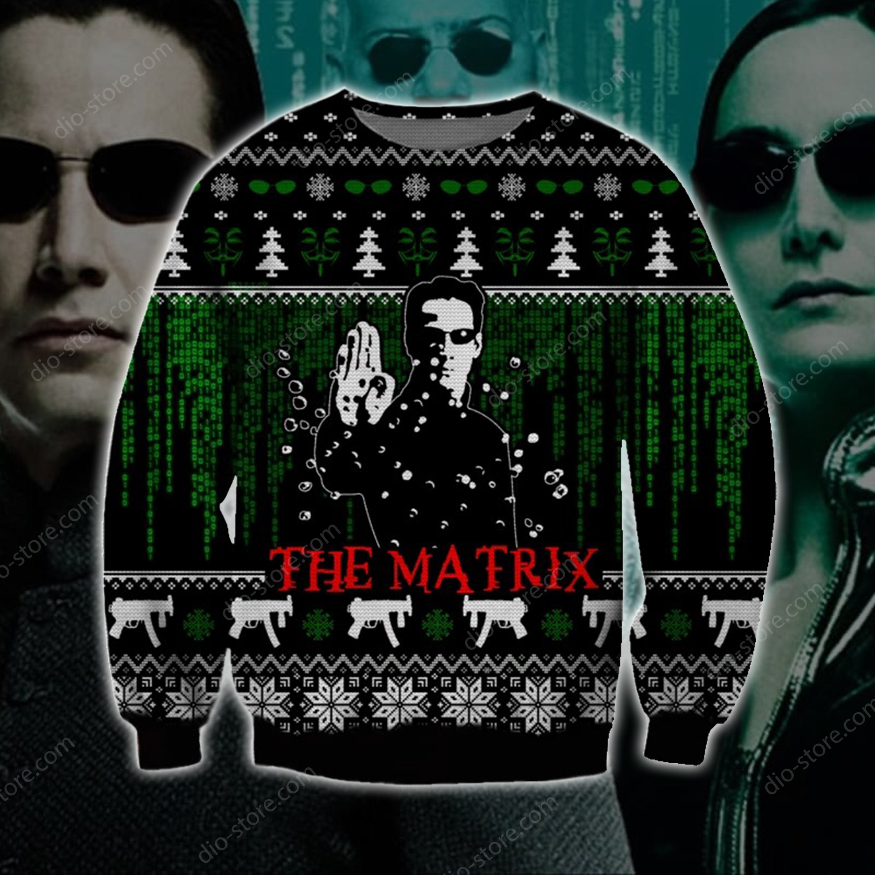 The Matrix Knitting Pattern 3D Print Ugly Christmas Sweater Hoodie All Over Printed