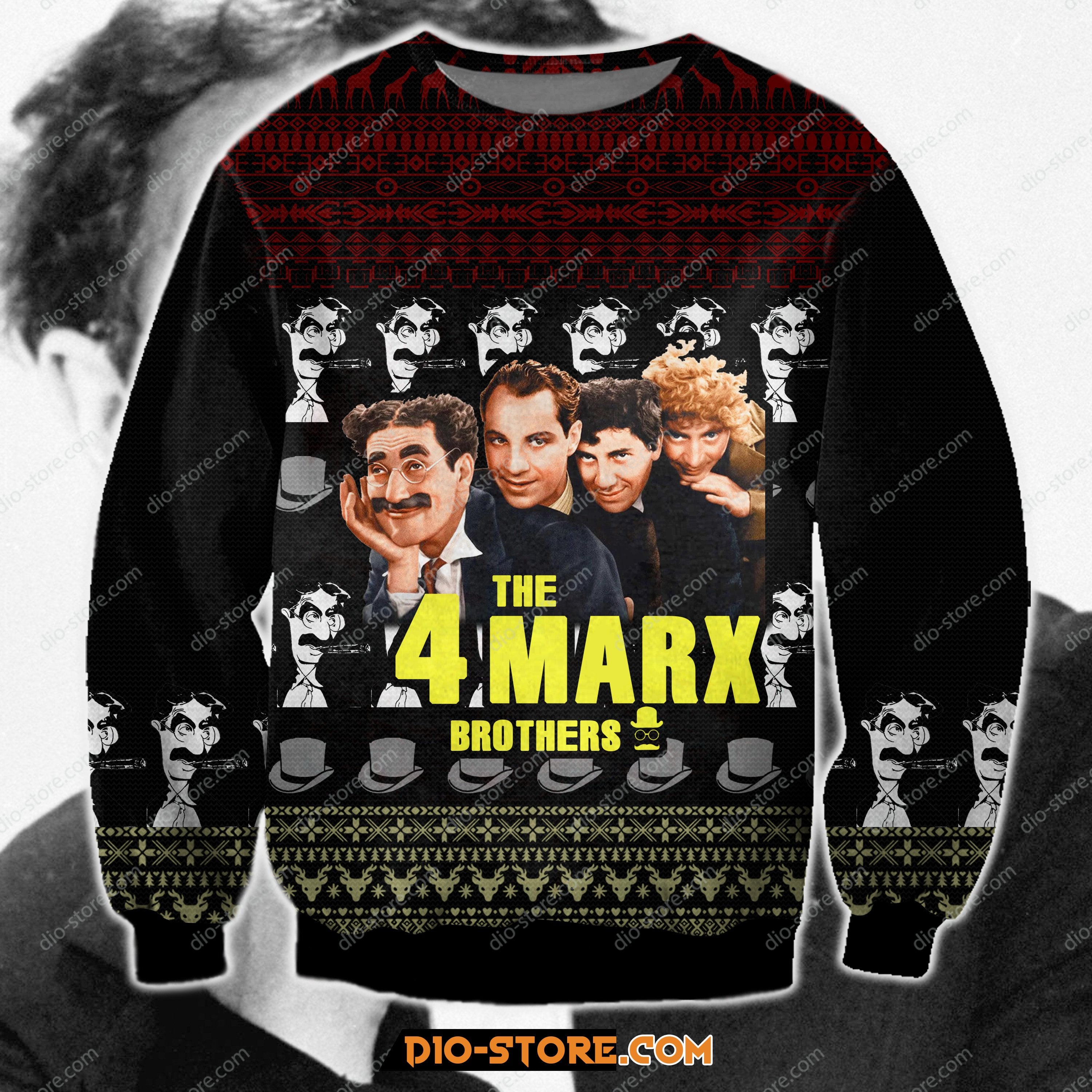 The 4 Marx Brothers 3D Print Ugly Christmas Sweater Hoodie All Over Printed