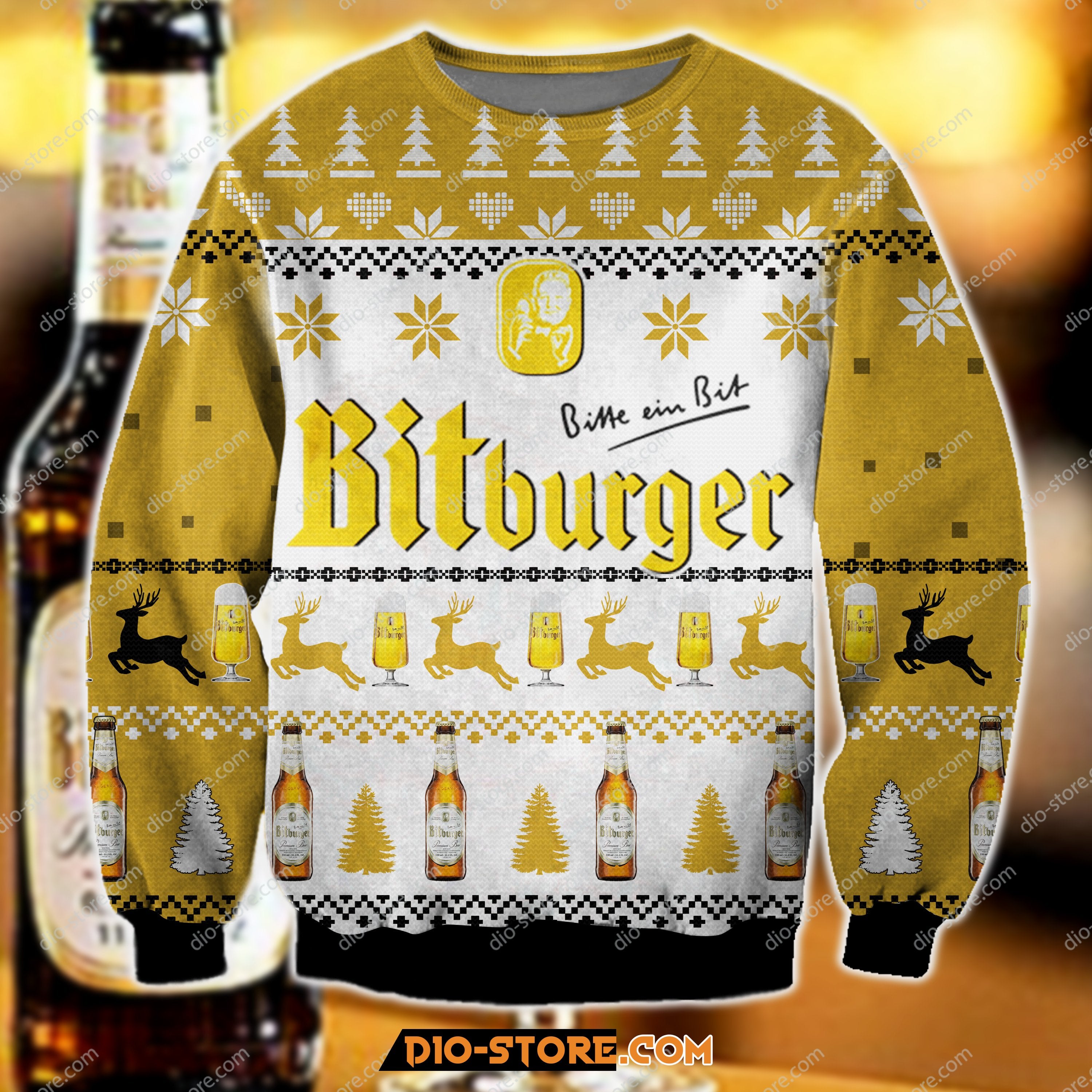 Bitburger Knitting Pattern 3D Print Ugly Christmas Sweater 1 Hoodie All Over Printed