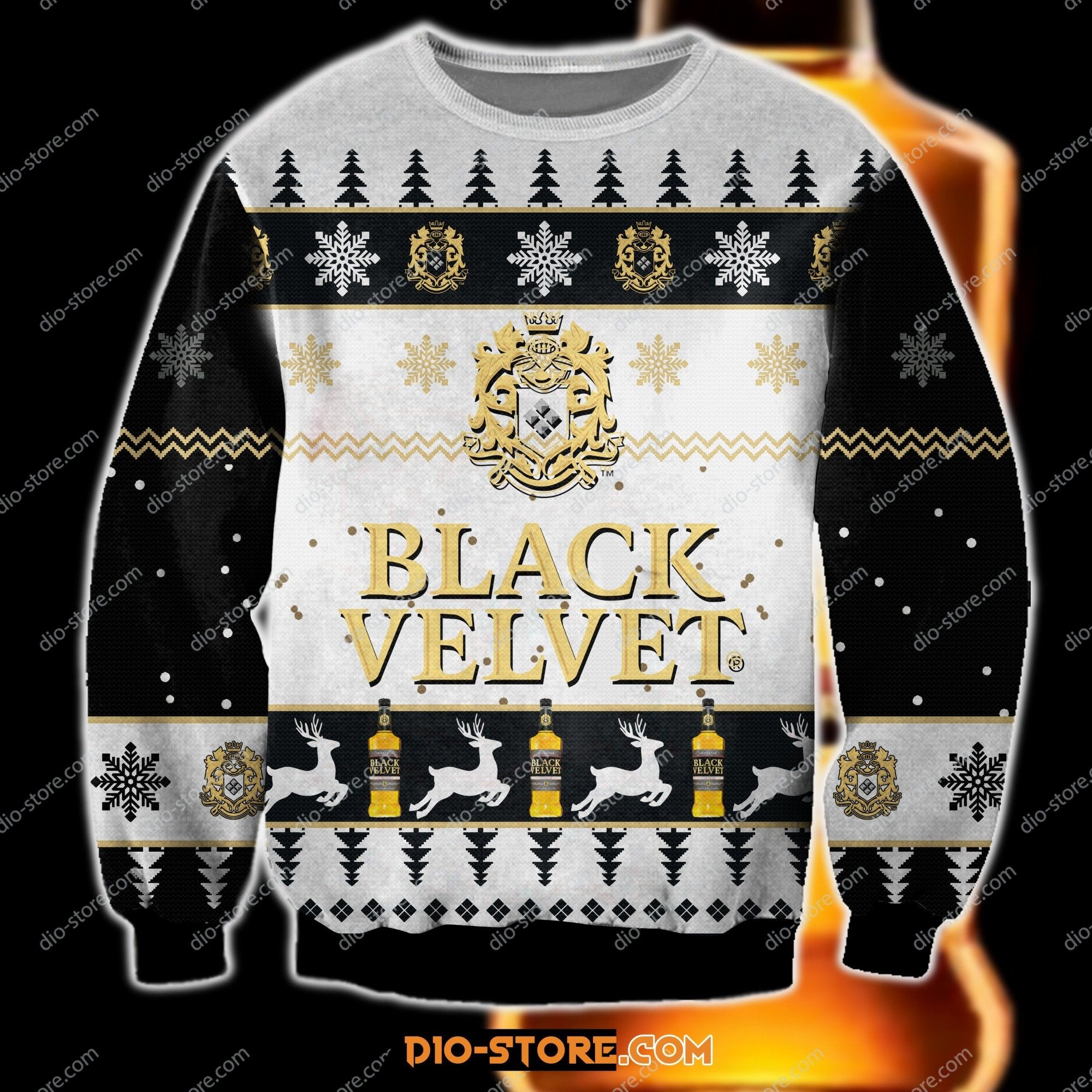 Black Velvet Knitting Pattern 3D Print Ugly Christmas Sweater Hoodie All Over Printed