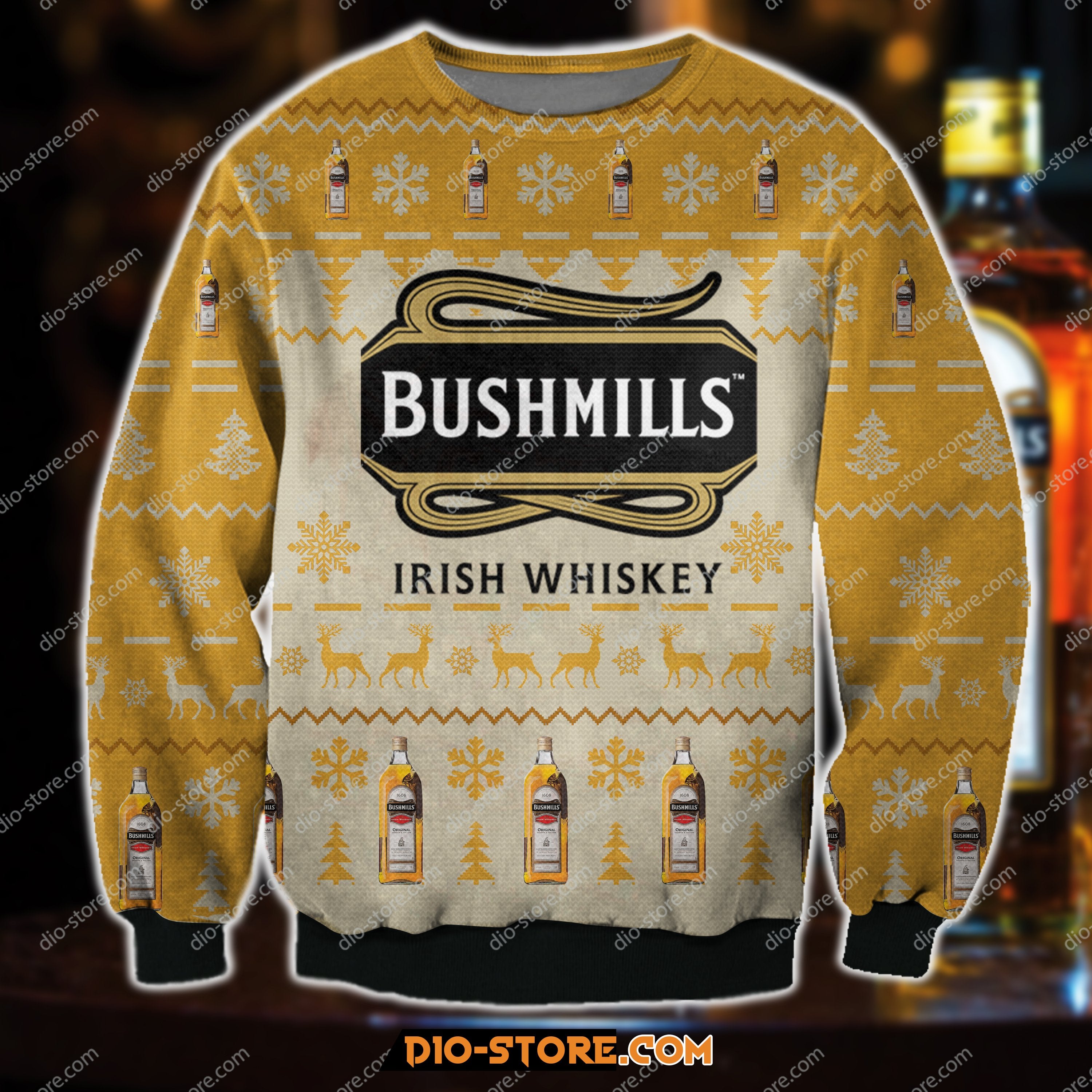 Bushmills Irish Whiskey Knitting Pattern 3D Print Ugly Sweater Hoodie All Over Printed