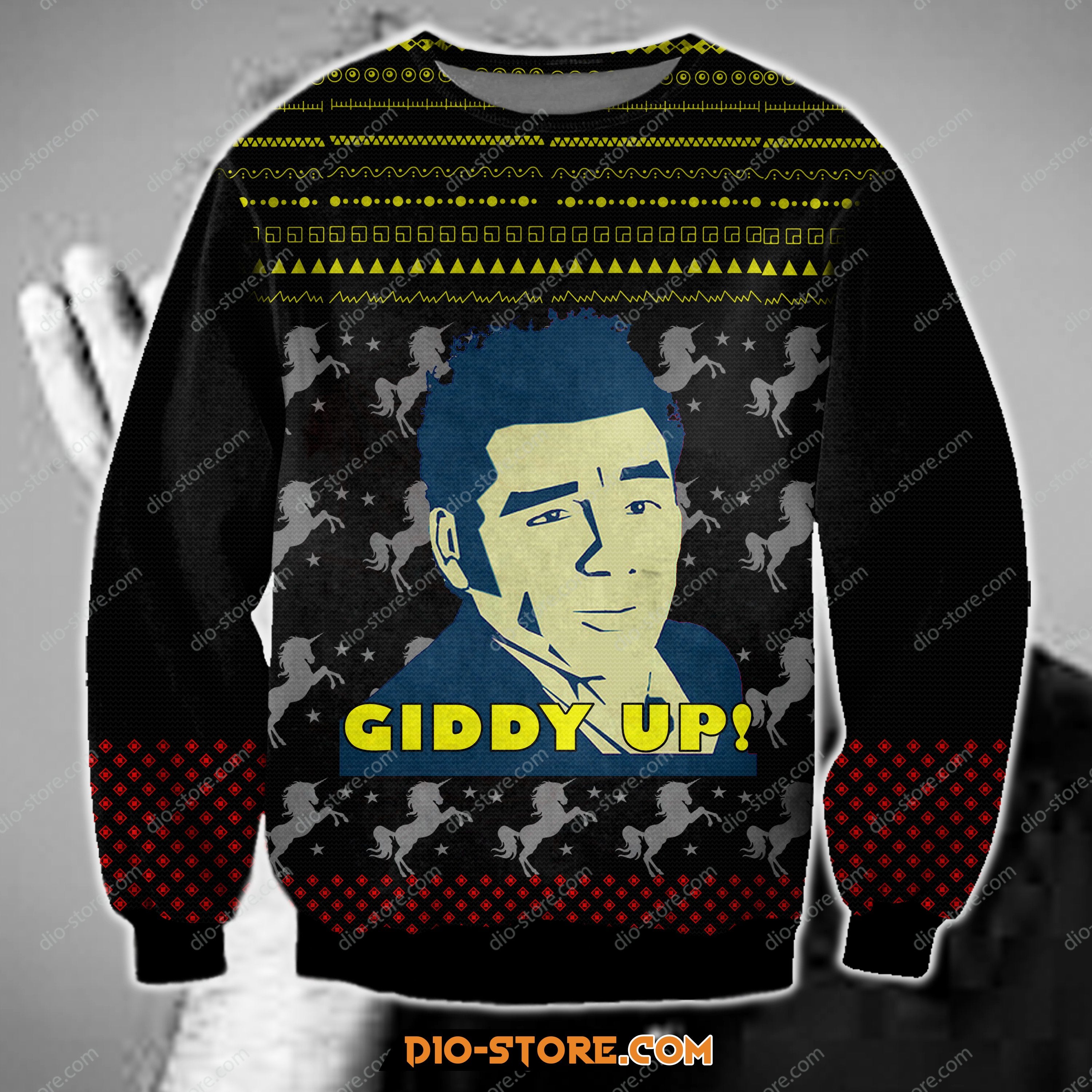 Cosmo Kramer Giddy Up 3D Print Ugly Christmas Sweater Hoodie All Over Printed