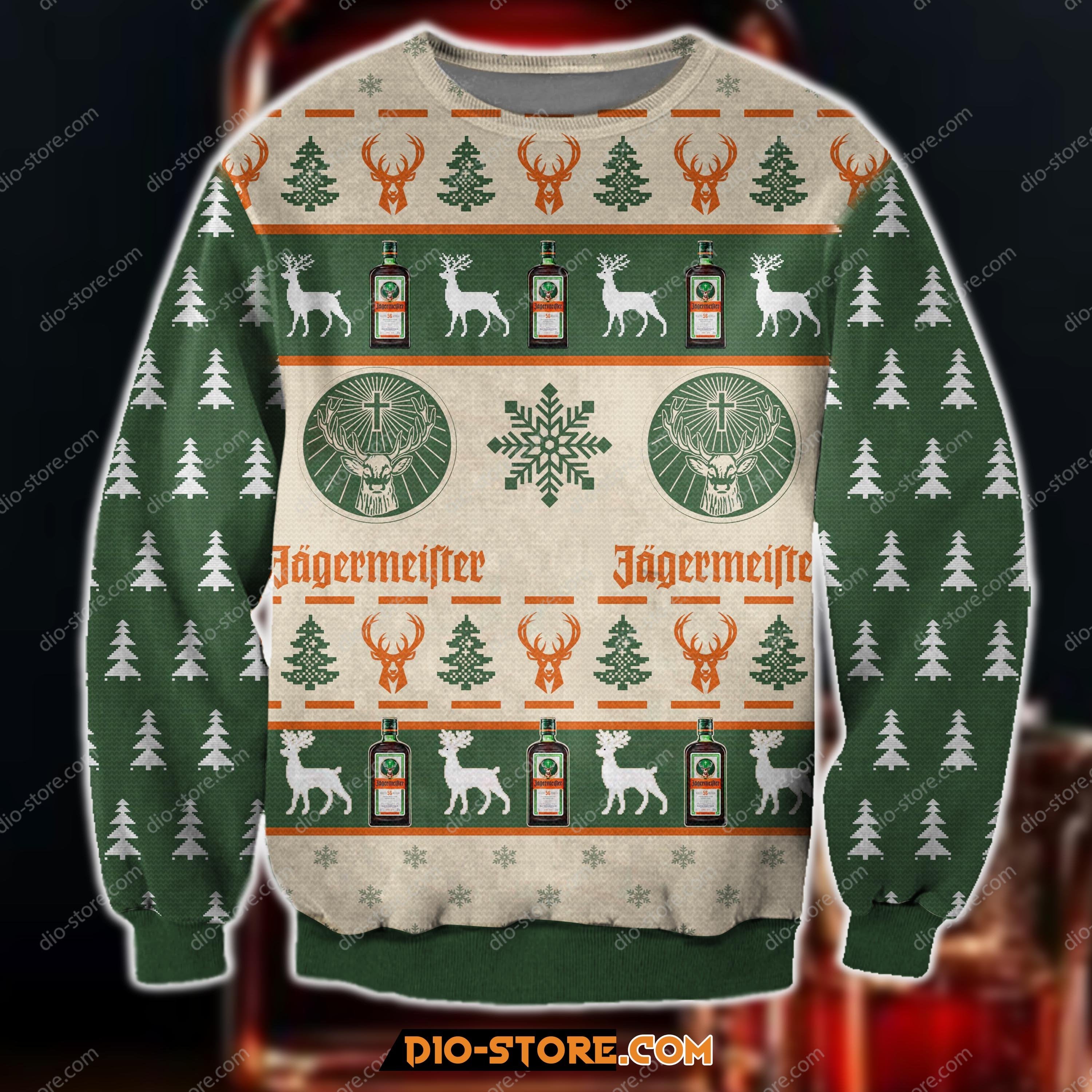 Jagermeister Knitting Pattern 3D All Over Print Ugly Christmas Sweatshirt Hoodie All Over Printed