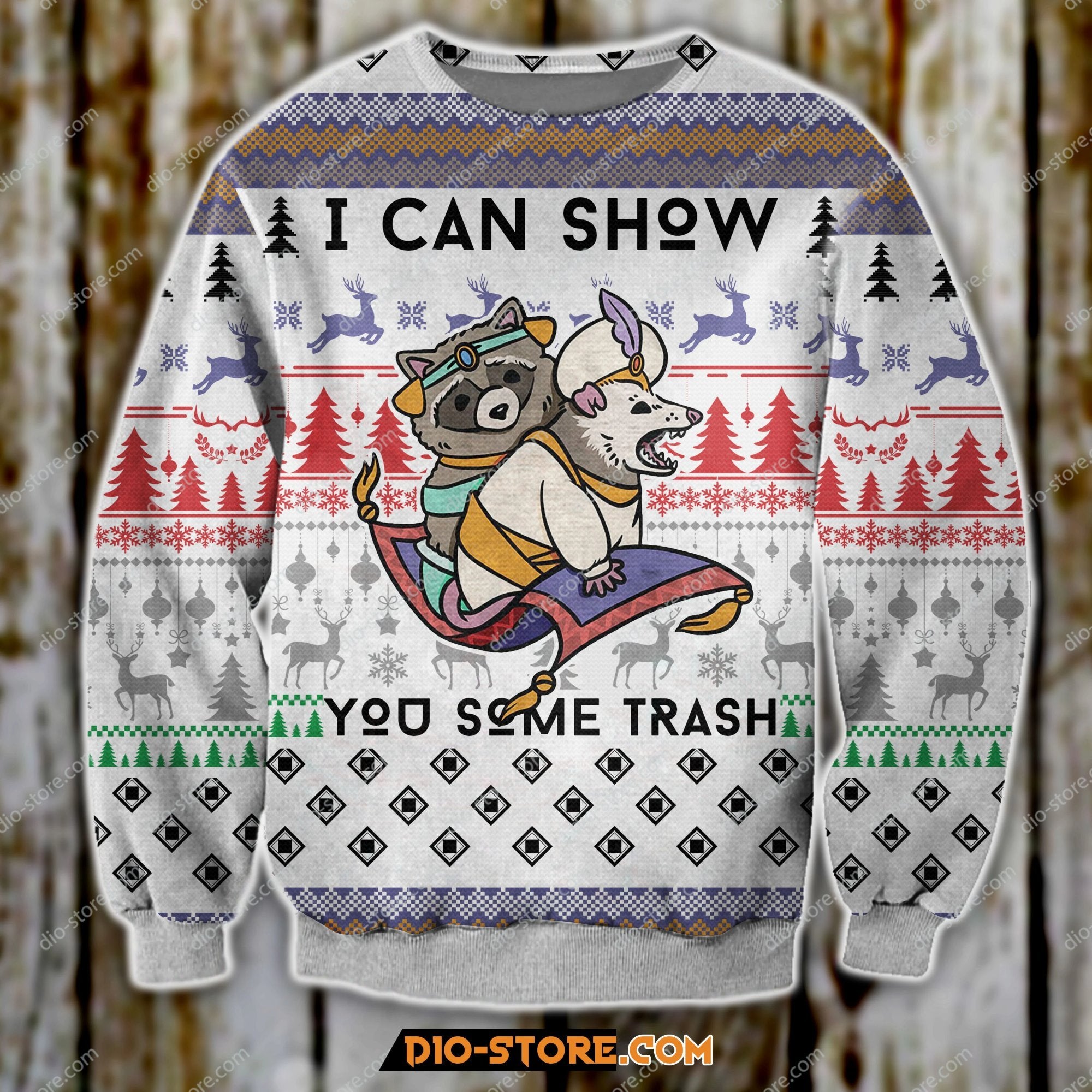 3D Knitting Pattern Raccon I Can Show You Some Trash Ugly Christmas Sweater Hoodie All Over Printed