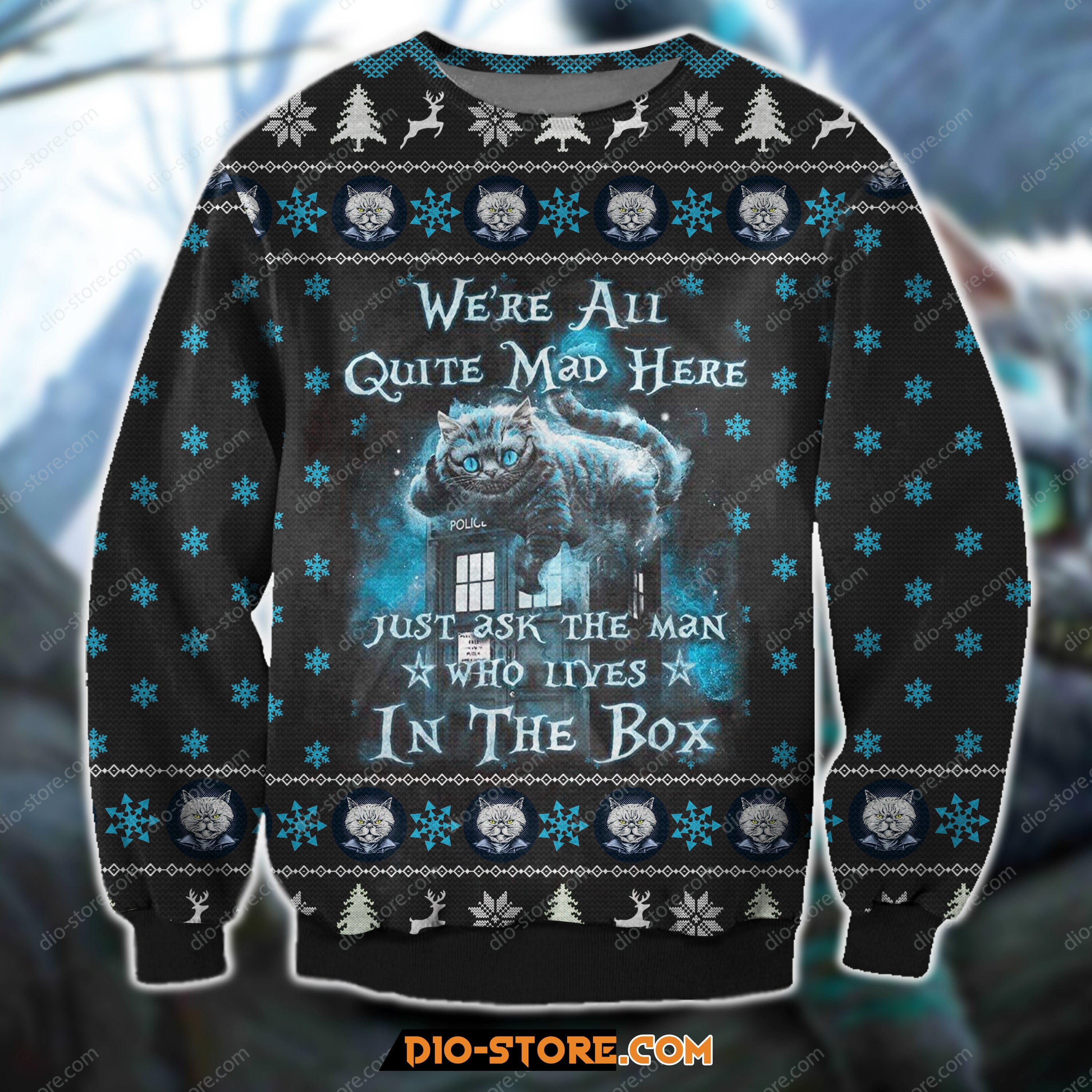 Were All Quite Mad Here- Alice In Wonderland 3D Print Ugly Christmas Sweater Hoodie All Over Printed