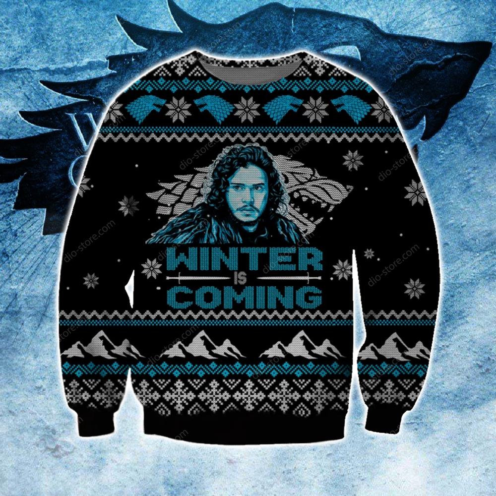 Winter Is Coming Knitting Pattern 3D Print Ugly Christmas Sweater Hoodie All Over Printed