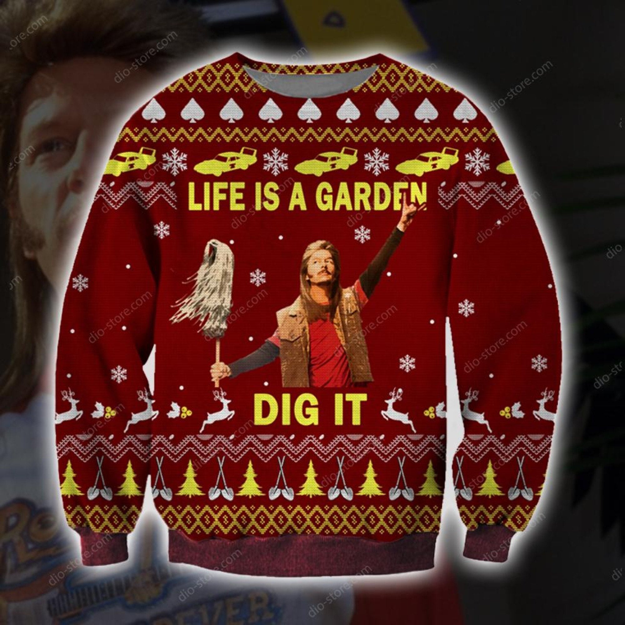 Joe Dirt Knitting Pattern 3D Print Ugly Christmas Sweater Hoodie All Over Printed