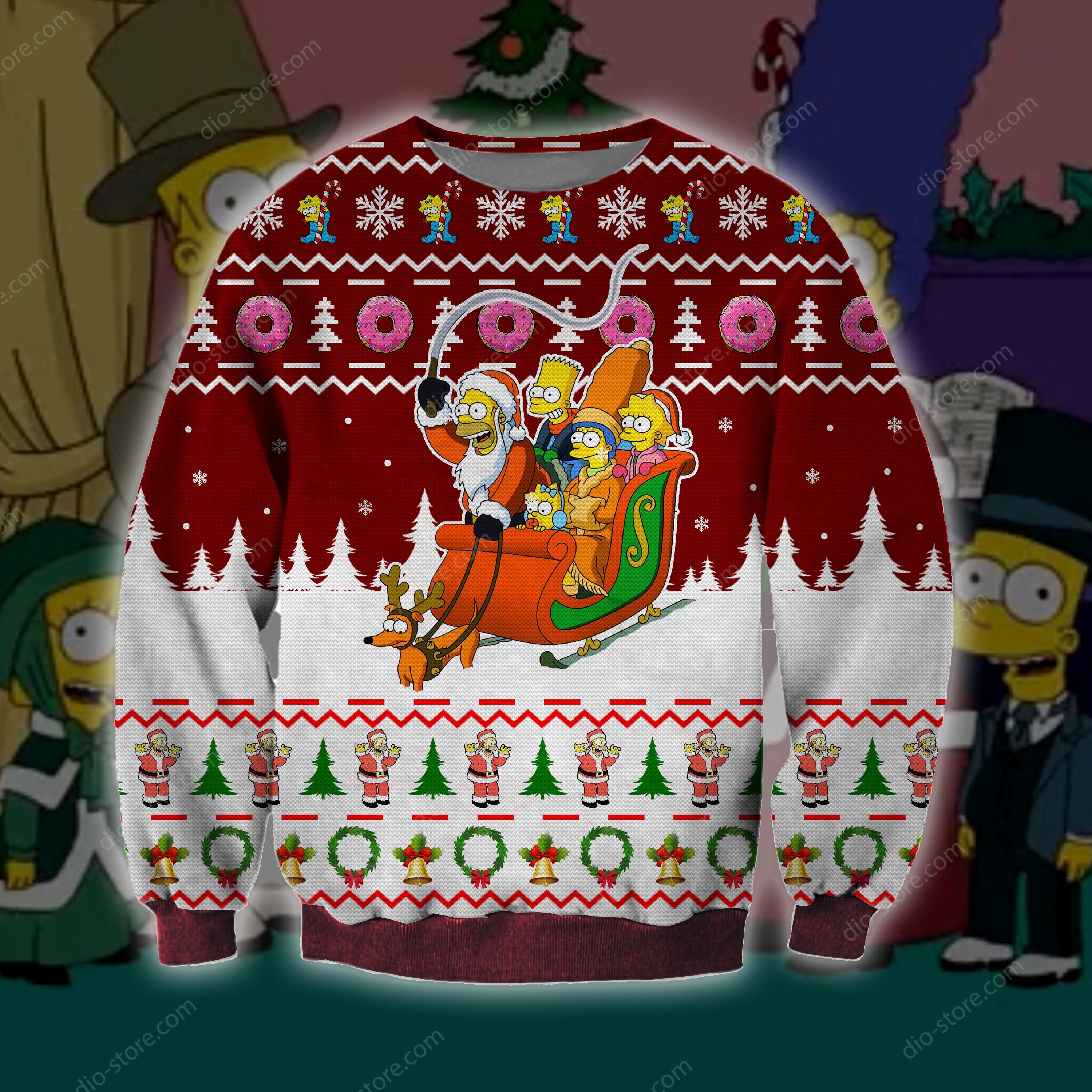 The Simpsons Knitting Pattern 3D Print Ugly Christmas Sweater Hoodie All Over Printed