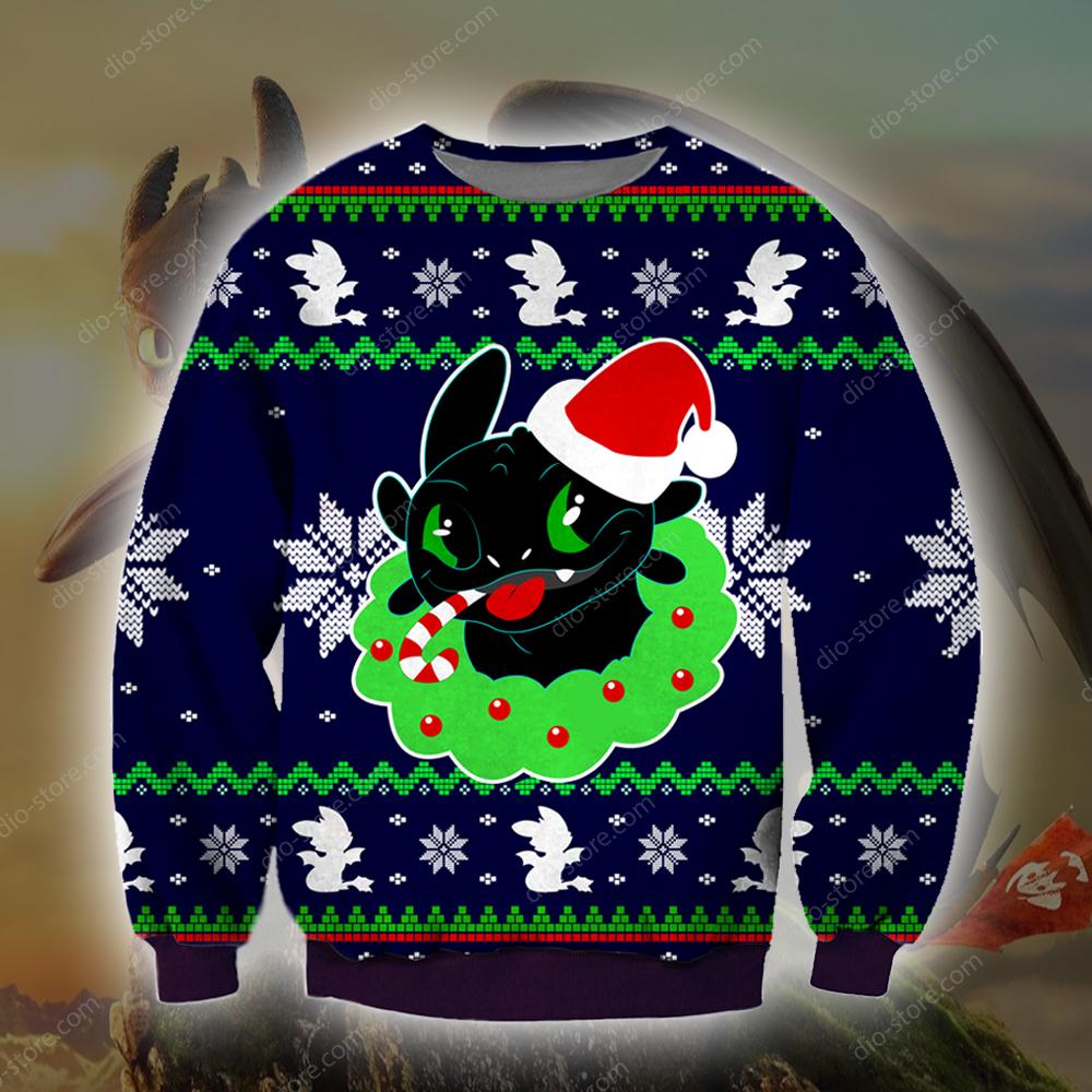 Toothless Knitting Pattern 3D Print Ugly Christmas Sweater Hoodie All Over Printed