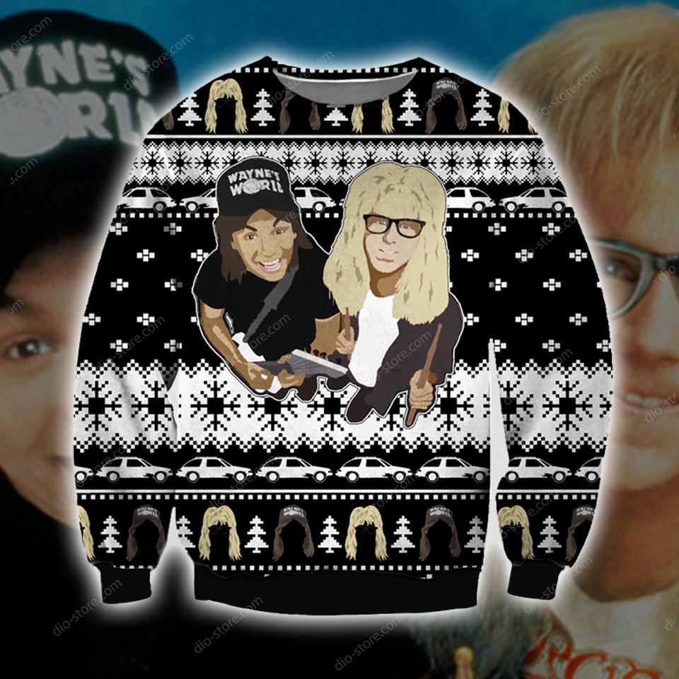 Waynes World Knitting Pattern 3D Print Ugly Christmas Sweater Hoodie All Over Printed