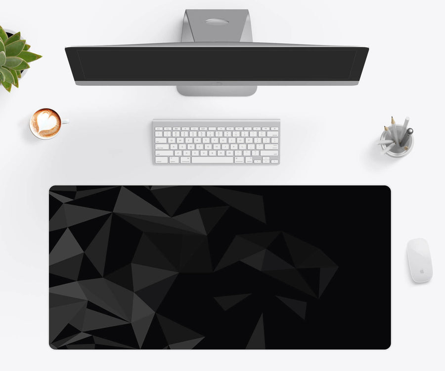 Black Polygon Desk Mat
