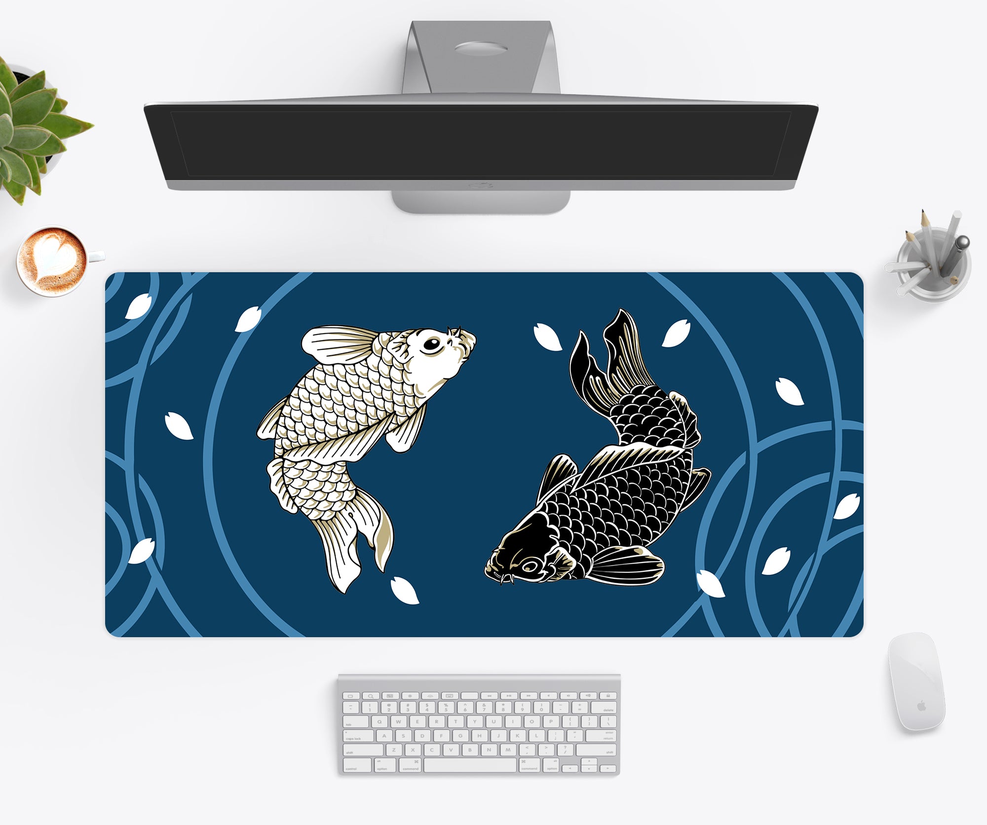 Japanese Desk Mat, Koi Carp Desk Mat, Anime Desk Mat, Desk Accessories,  Computer Desk Mat, Gaming