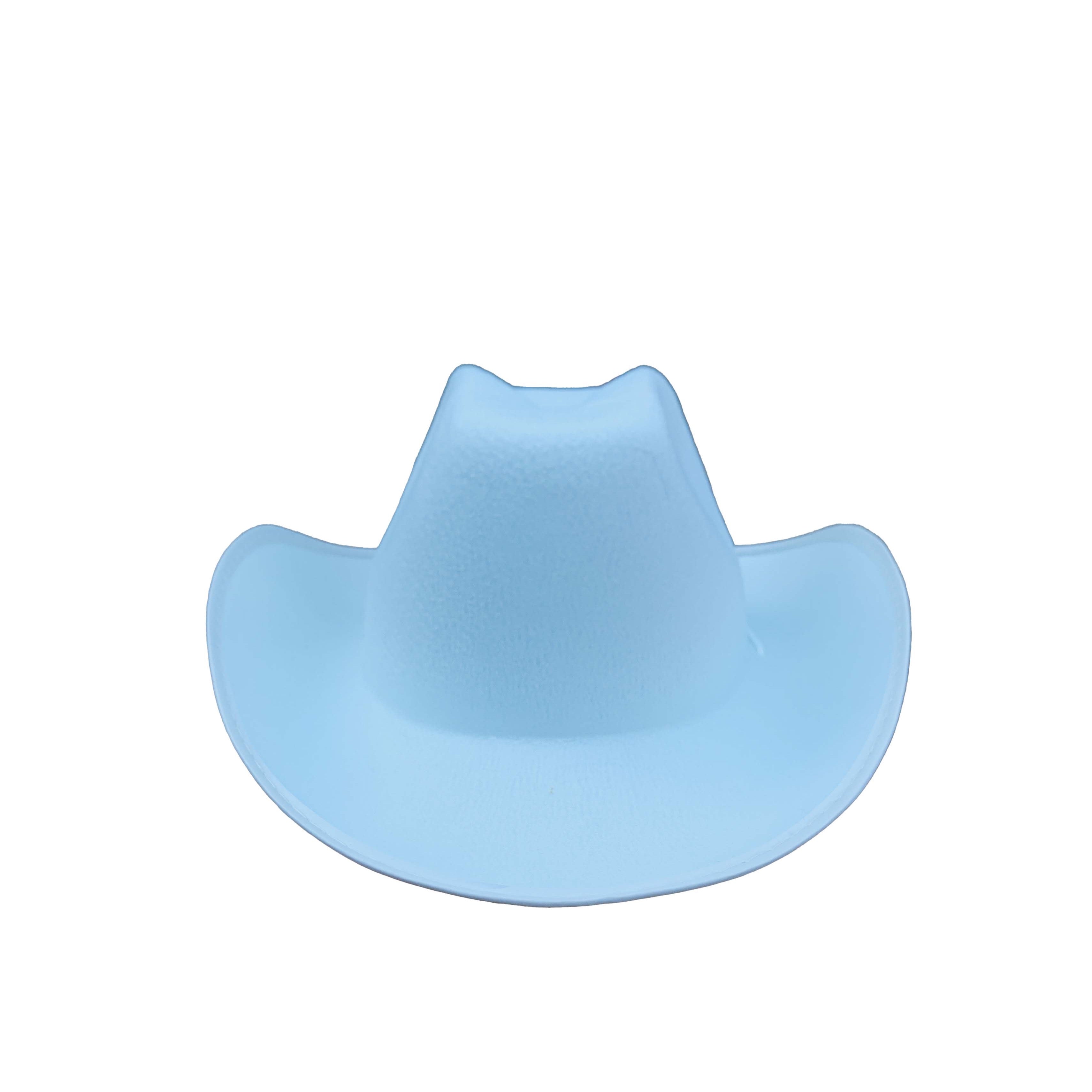 blue and white cowboy hat