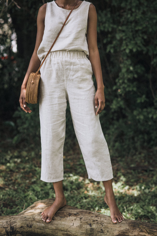 Willow Cropped High-Rise Linen Pants