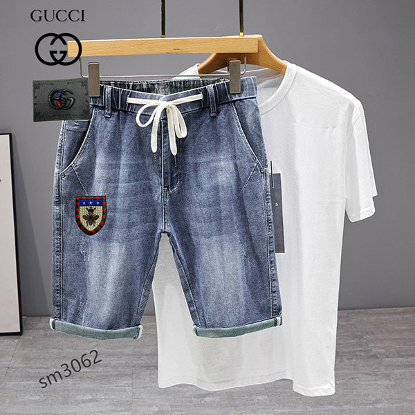 GU New men's women's Denim trend leisure straight slim elastic men's fashion brand denim