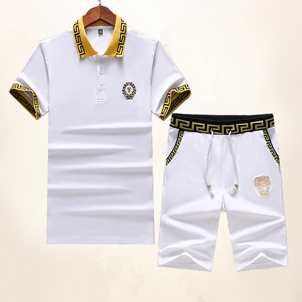 Boys & Men Versace Fashion Casual Shirt Top Tee Pants Trousers Set Two Piece