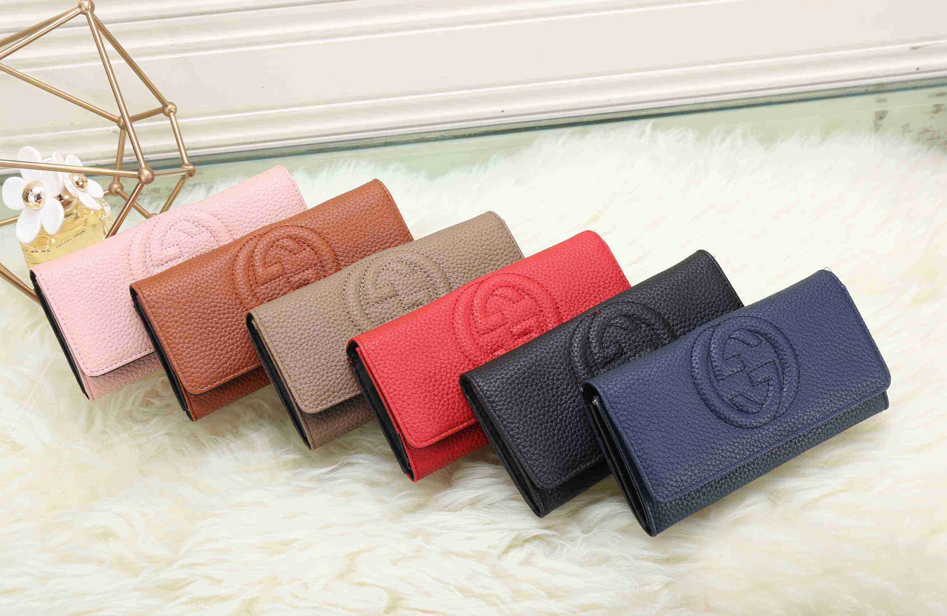 GU Women Leather Buckle Wallet Purse