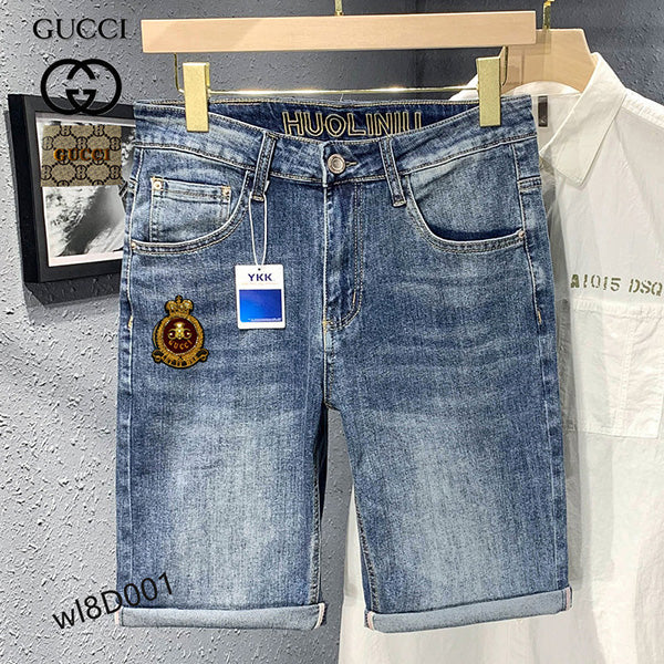 GU New men's women's Denim trend leisure straight slim elastic men's fashion brand denim