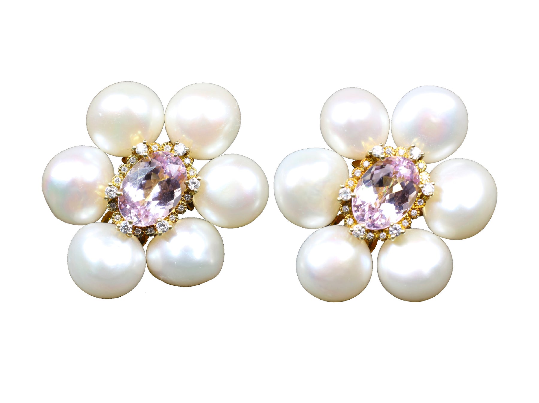 Judith Ripka Yellow Gold Kunzite Pearl Diamond Earrings – Skibell Fine ...