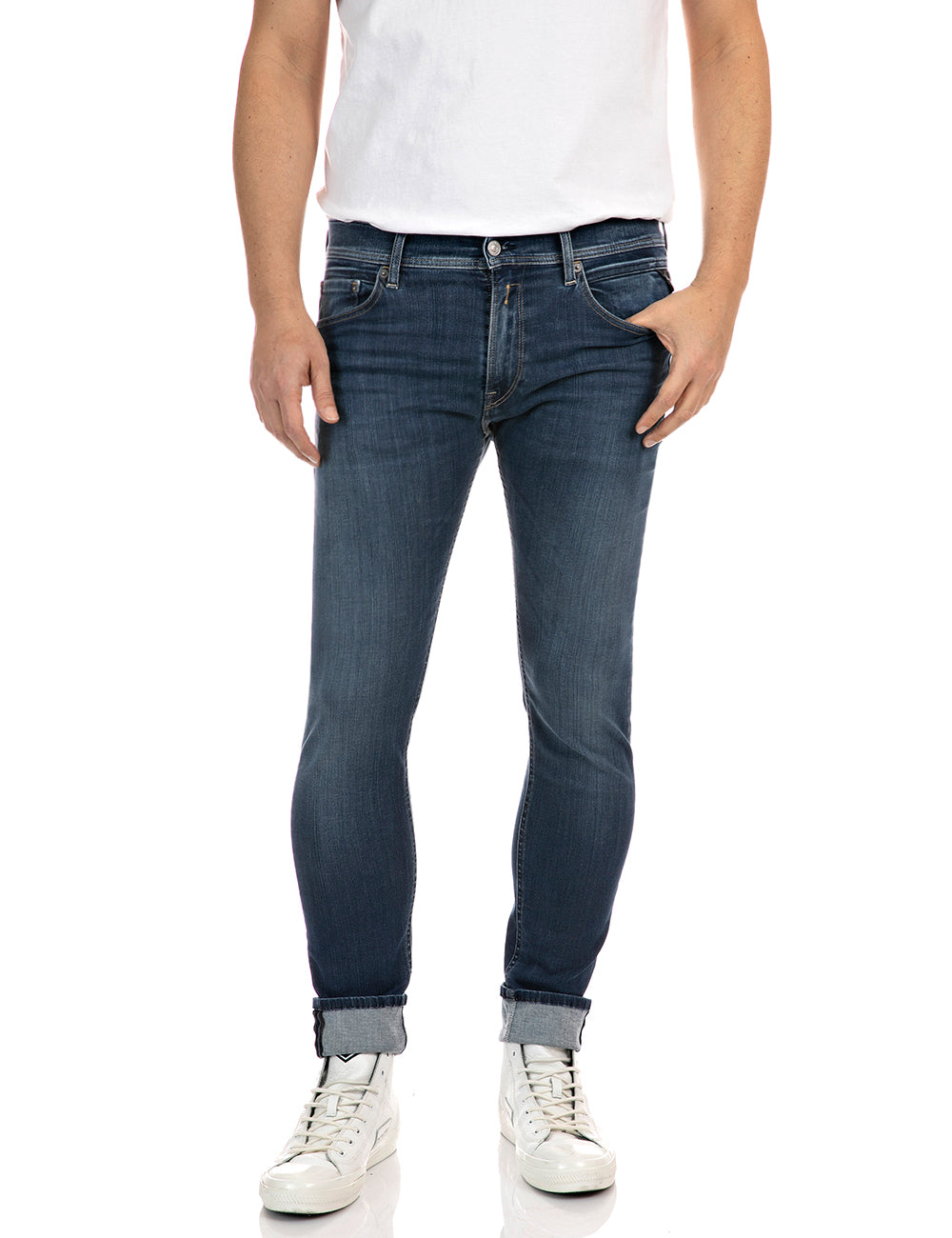 Replay Anbass Hyperflex Jeans In Mid Blue For Men – Justin Reess