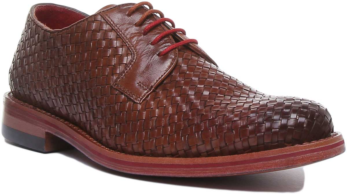 Torin In Brown | Mens Lace Up Made In England Woven Leather Shoes – Justin  Reess