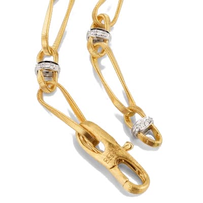 Marco Bicego Marrakech Onde 18K Yellow Gold Twisted Coil Link Bracelet With Diamonds_image03