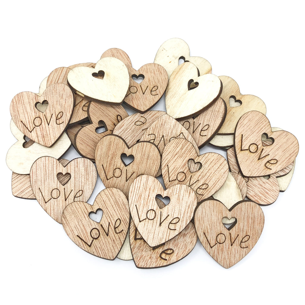 25mm Wooden Double Love Hearts Special Touches Ltd
