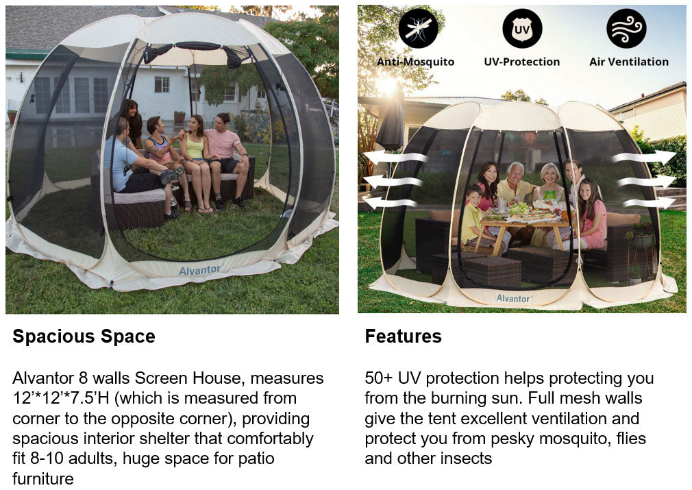 Alvantor Instant Pop Up Screen House Gazebo For Patios