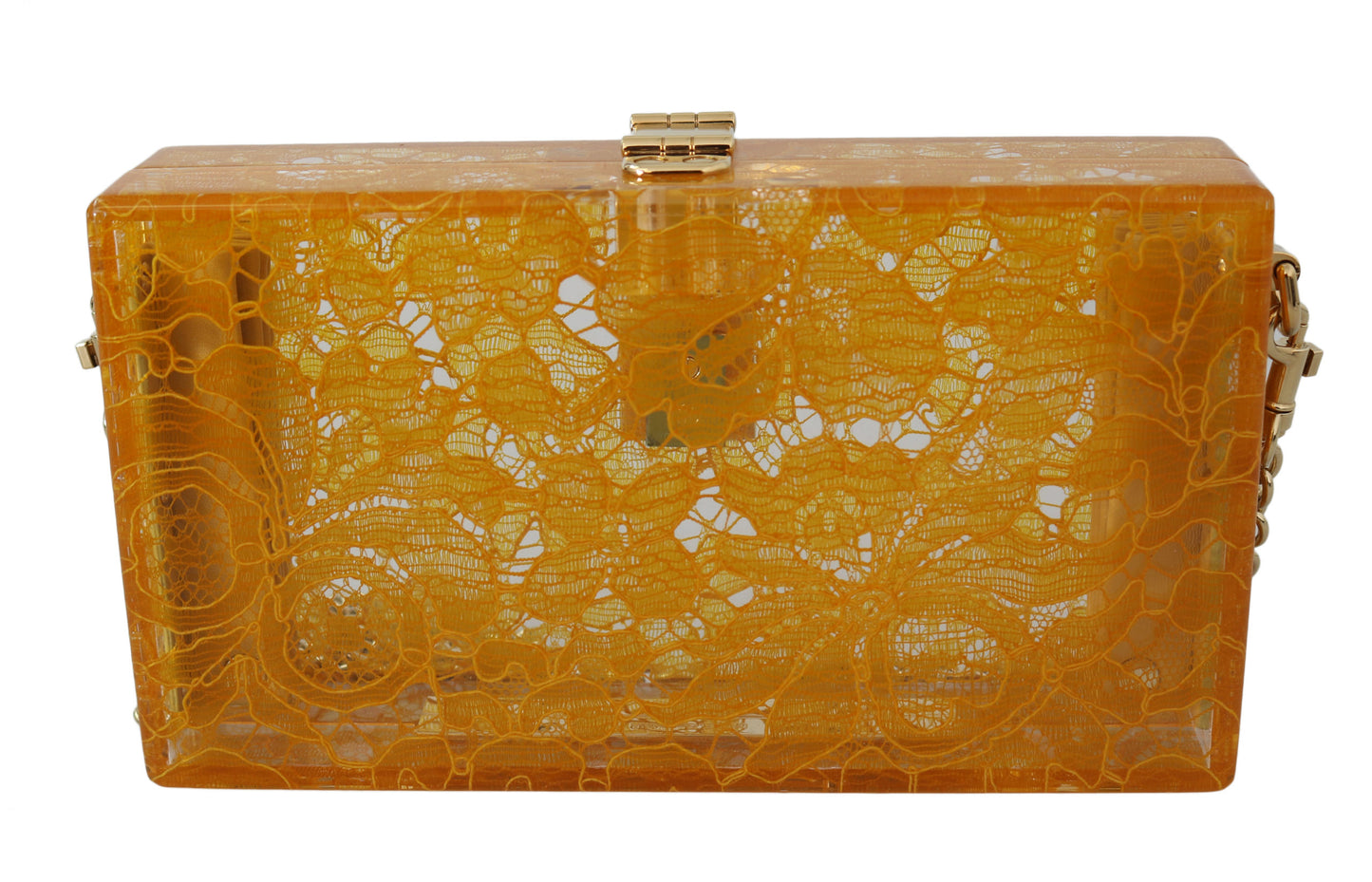 Yellow Plexiglass Taormina Lace Clutch Borse Bag BOX-Dolce & Gabbana-The Socialite Store