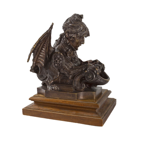 Sarah Bernhardt's "Chimera" Self-Portrait Patinated Bronze Sculpture, Available at Macklowe Gallery