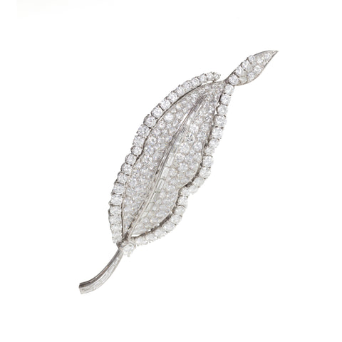 Macklowe Gallery's Vintage Bulgari Diamond Leaf Brooch 