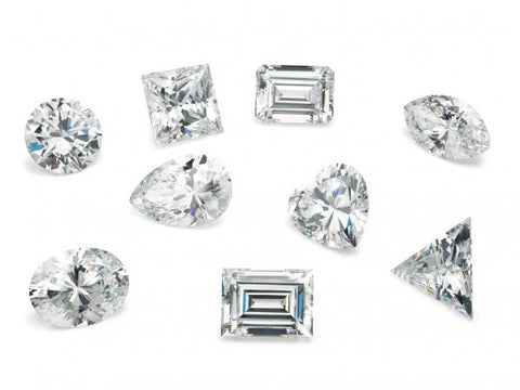 Diamonds in various cuts and carat weights