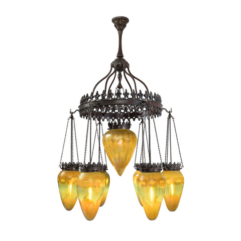 Tiffany Studios New York "Stalactite" Favrile Chandelier, available at Macklowe Gallery