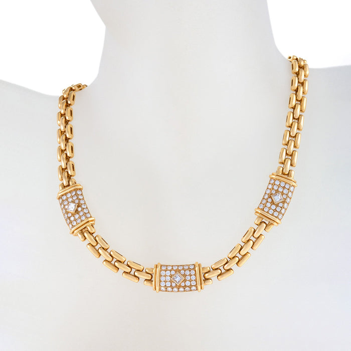 Macklowe Gallery Cartier Gold and Diamond Panthère Link "Trinidad" Necklace
