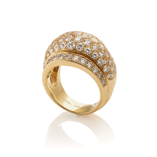 Macklowe Gallery  David Webb Rock Crystal and Hammered Gold Bombé Ring —  MackloweGallery