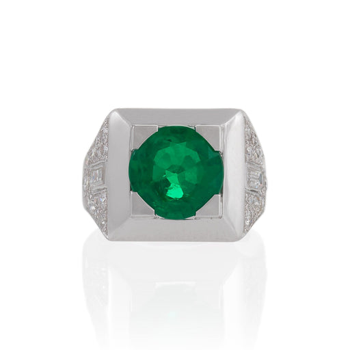 Macklowe Gallery Cartier Colombian Emerald and Diamond Ring