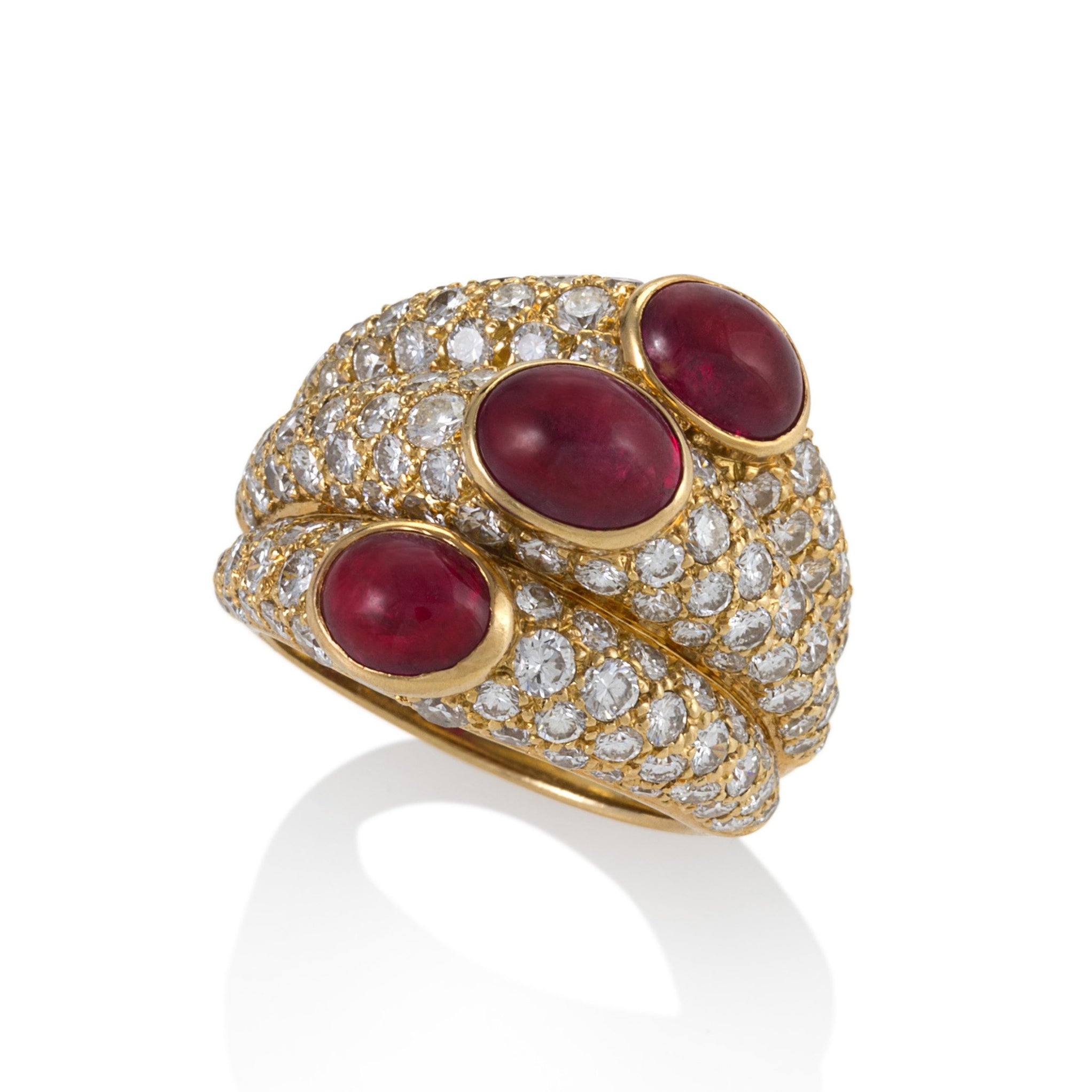 Macklowe Gallery | Cartier Ruby and Diamond “Three Band” Ring ...