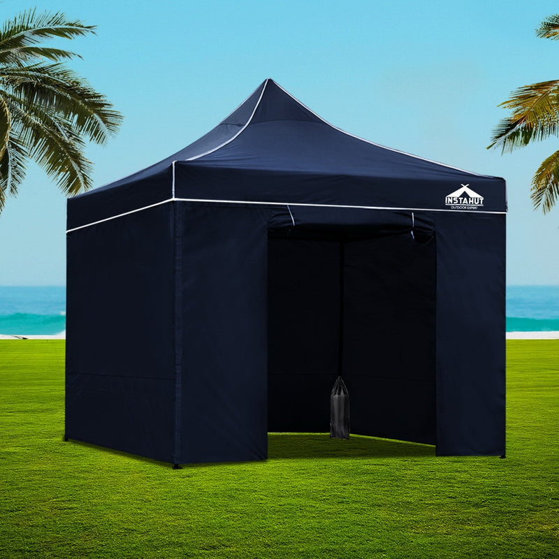 Instahut Gazebo Pop Up Marquee 3x3m Folding Wedding Tent Gazebos Shade Navy - Sale Now