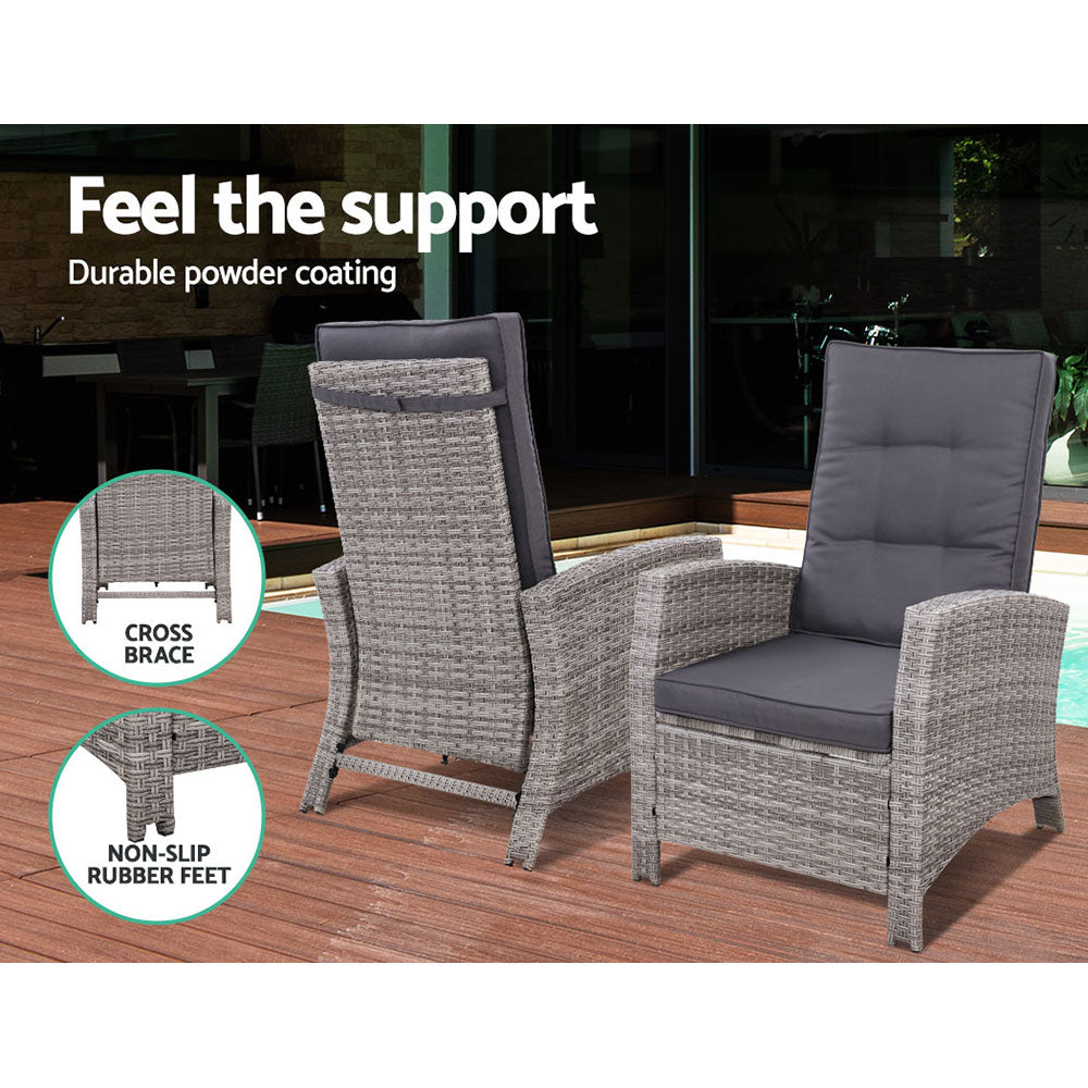 patio set with reclining chairs