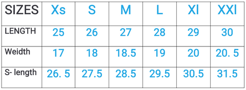 rashguard adult sizing chart